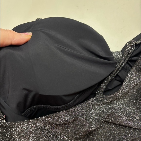 Betsey Johnson Swimsuit Size XL One Piece Black Glitter Sparkle Center Knot New - Picture 5 of 6